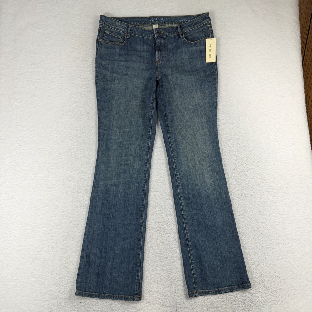Sonoma Mid Rise Demi Bootcut Women's 12 (35x31) Medium Blue Denim jeans NWT